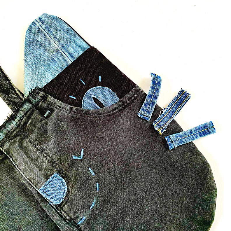 Helloween Tasche aus alten Jeans nähen, Katzentasche image number 3