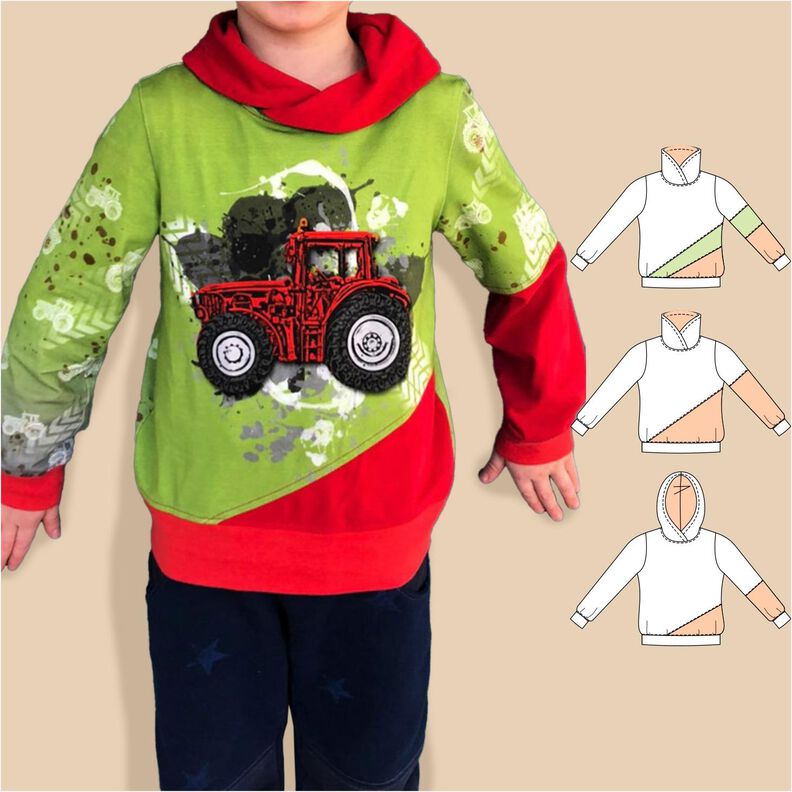 „Pia“ – Kinderhoodie mit Teilungsnähten, Gr. 86–158, A4+A0 image number 1