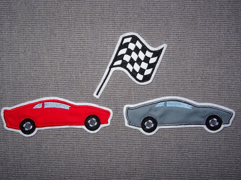Rennauto und Zielflagge Stickdatei image number 8
