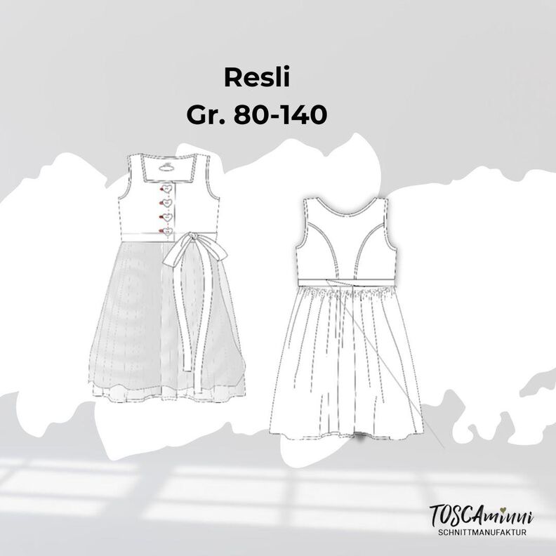 Kinderdirndl Resli 1 Gr. 80 -140 Schnittmuster A4/A0-Datei image number 8
