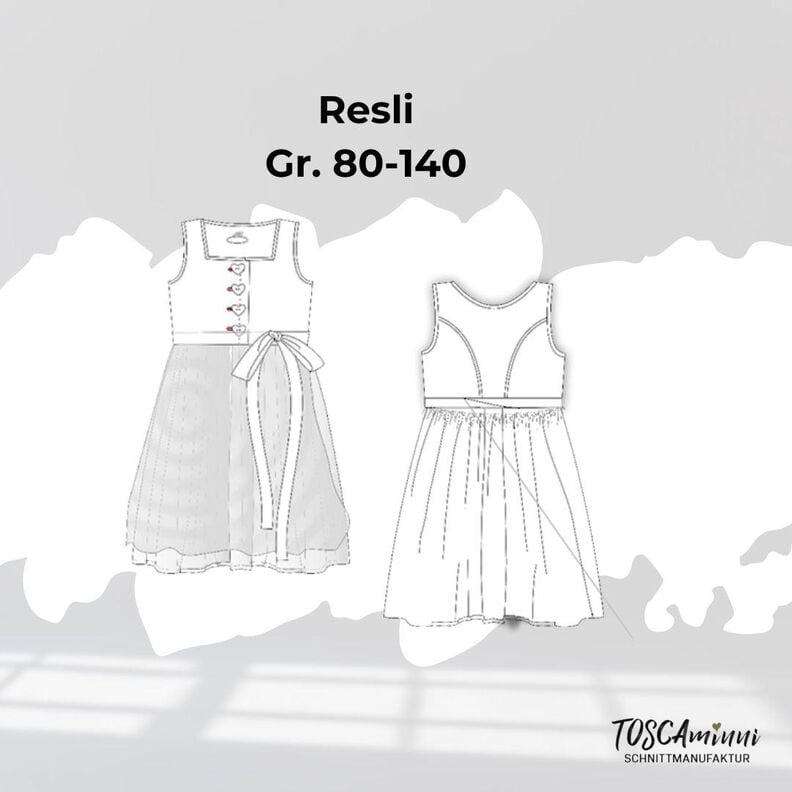 Kinderdirndl Resli 1 Gr. 80 -140 Schnittmuster A4/A0-Datei image number 8