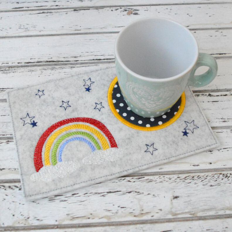 Stickdatei Untersetzer Regenbogen 13x18cm image number 1