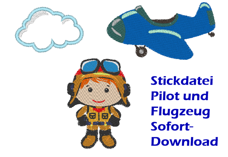 Stickdatei Pilot Flugzeug Wolke image number 1
