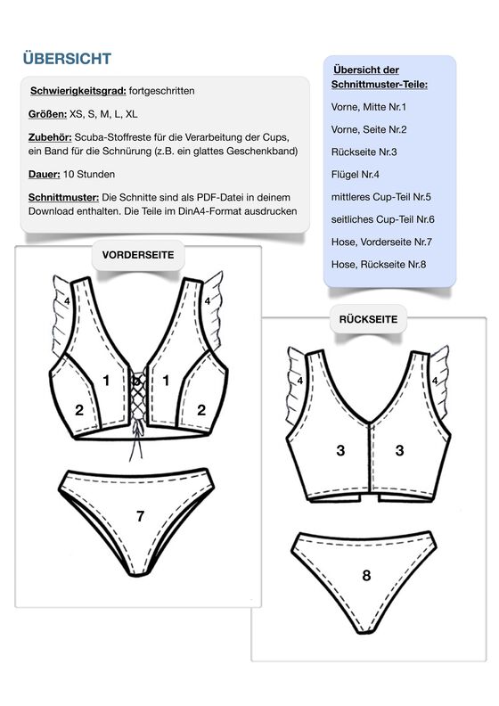 Bikini #Dana Nähanleitung und Schnittmuster (XS-XL) image number 9