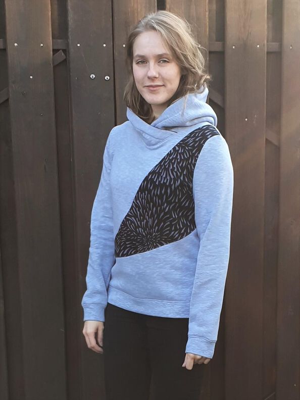 Lara Hoodie mit Wellenmuster, Kapuze, Kragen BU 80-116 A4+A0 image number 6