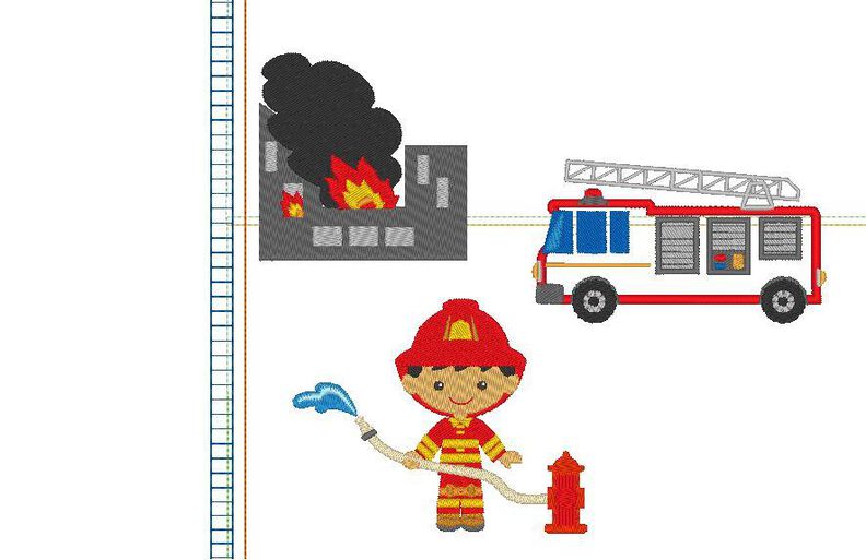 Feuerwehr mit Feuerwehrmann Kissen ITH Stickdatei image number 2