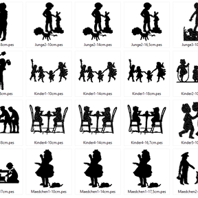 Nostalgie Kinder Silhouette Stickdatei Vol.1