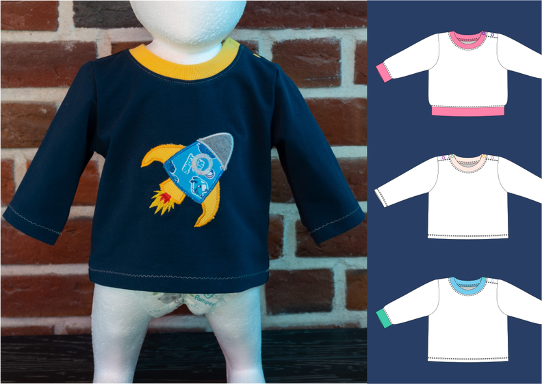 Baby Pullover „Jojo“ Knopfleiste und Bündchen Gr 56-98 A4+A1 image number 7