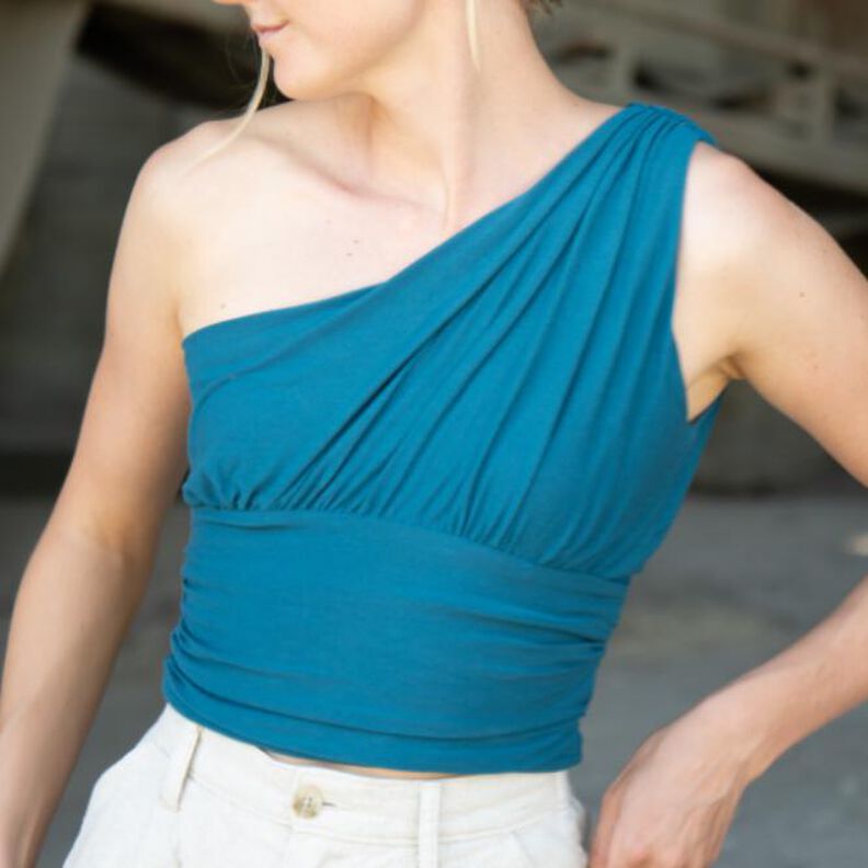 Asymmetrisches One-Shoulder-Sommertop "AURI" mit Raffungen image number 1