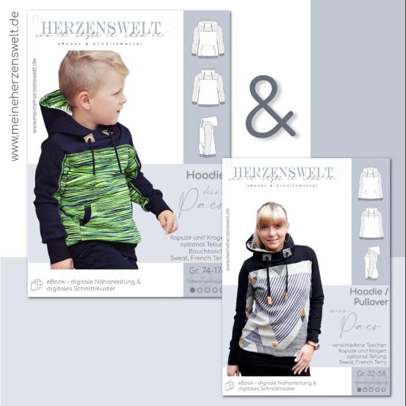 Hoodie Kinder & Damen - Gr. 74-176 + Gr. 32-58 - Paco image number 1