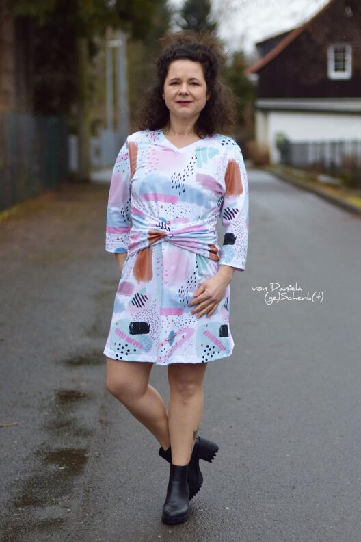 Jersey Kleid mit Knoten-Gürtel A-Linie SIMPUL ♥ Gr. XS-XXL image number 5