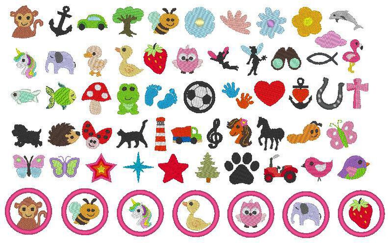 2cm Minis jeweils mit 3cm Button 54 Motive Stickdatei image number 9