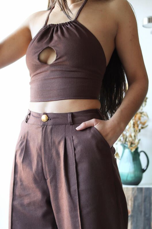 Tonatiuh Kleid und Top mit geschnürtem Rücken und Raffrock image number 7