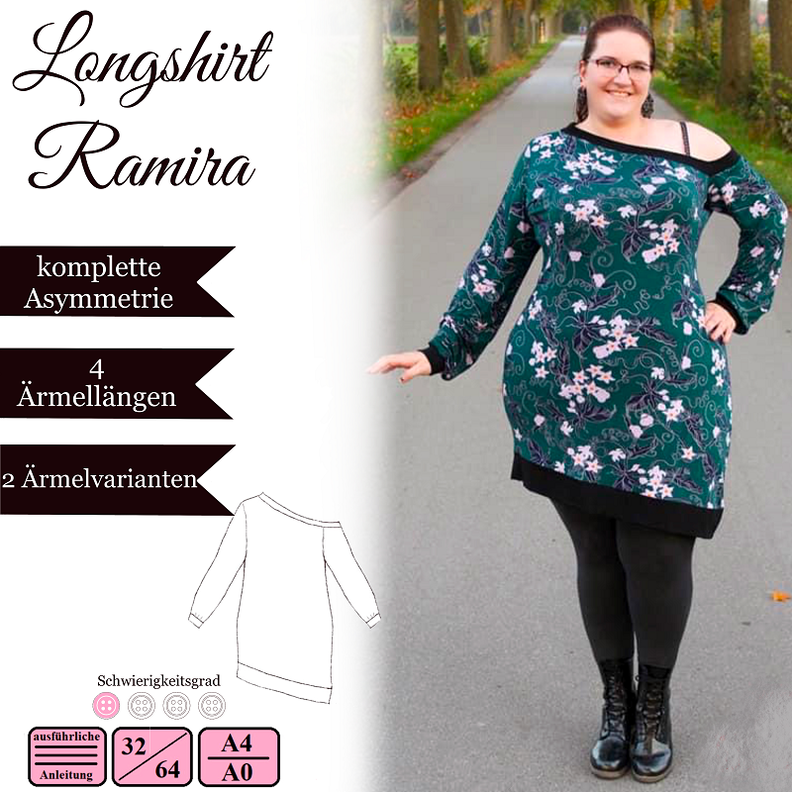 Longshirt "Ramira" EBook und Nähanleitung Gr.32-60 image number 1