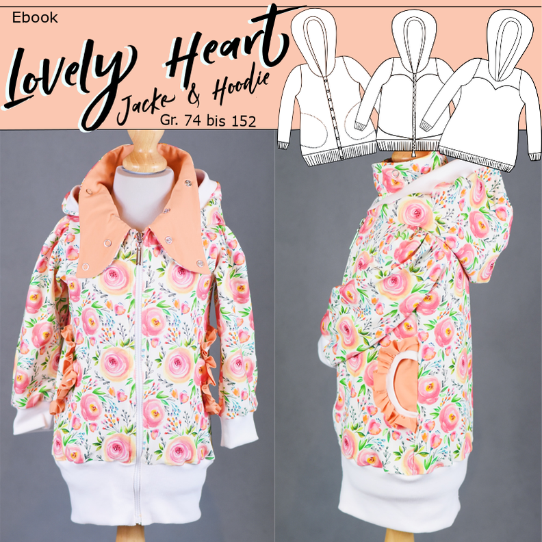Lovely Heart Jacke und Hoodie Gr. 74 bis 152 image number 1