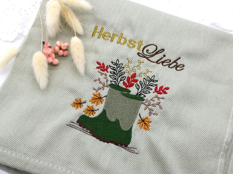 Stickdatei Gummistiefel Herbst Laub Blätter image number 3