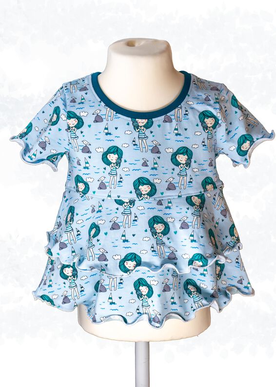 Kinder Jerseyshirt „Leonie“ mit Stufen-Saum Gr 98-164, A4+A0 image number 3