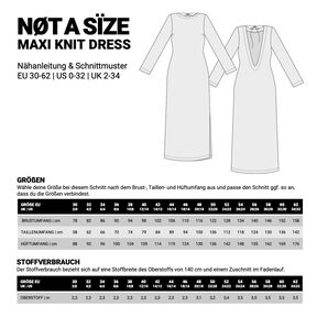 MAXI KNIT DRESS rückenfreies Kleid Schnittmuster Gr. 30-62