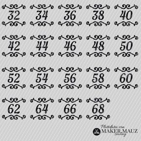 Plotterdatei Gr&ouml;&szlig;enlabel Schn&ouml;rkel 1 Erwachsene