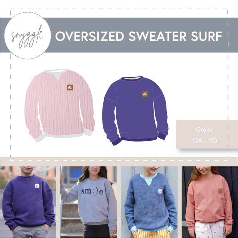 Oversized Sweater Surf  Gr. 128-170, Musselin, inkl. A0 image number 1