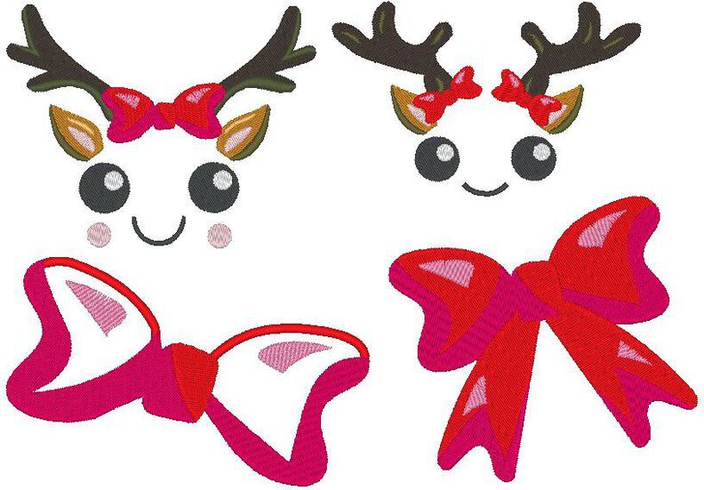 XXL Set Große Rentier Gesichter Stickdatei Weihnachten image number 3