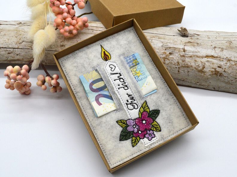 Stickdatei Wunscherfüller Kerze Blumen für dich image number 4