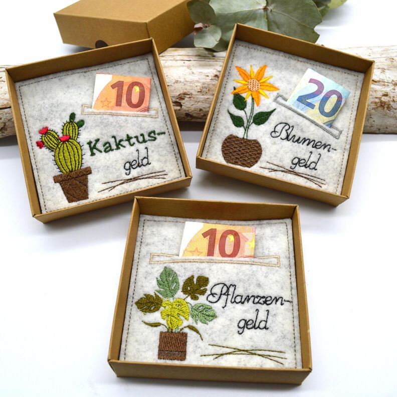 Stickdatei Grünpflanze Wunscherfüller Geld verschenken image number 1