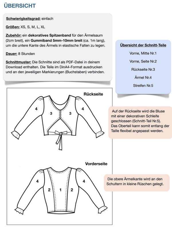 Bluse #Felina Nähanleitung und Schnittmuster (XS-XL) image number 8