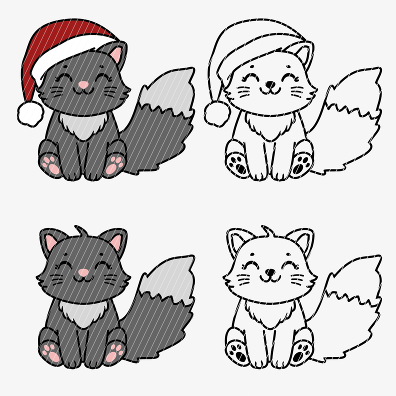 Plotterdatei Katze Weihnachten Mütze SVG PNG DXF image number 8