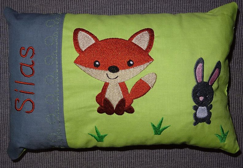 Stickdatei Fuchs mit Hase Kissen / Lätzchen SET ITH image number 3