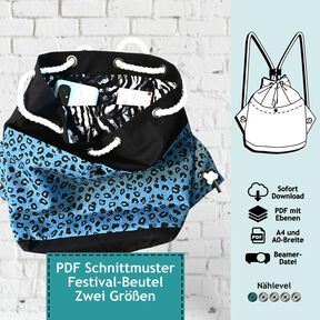 Schnittmuster Festival-Beutel, A4, A0, Beamer