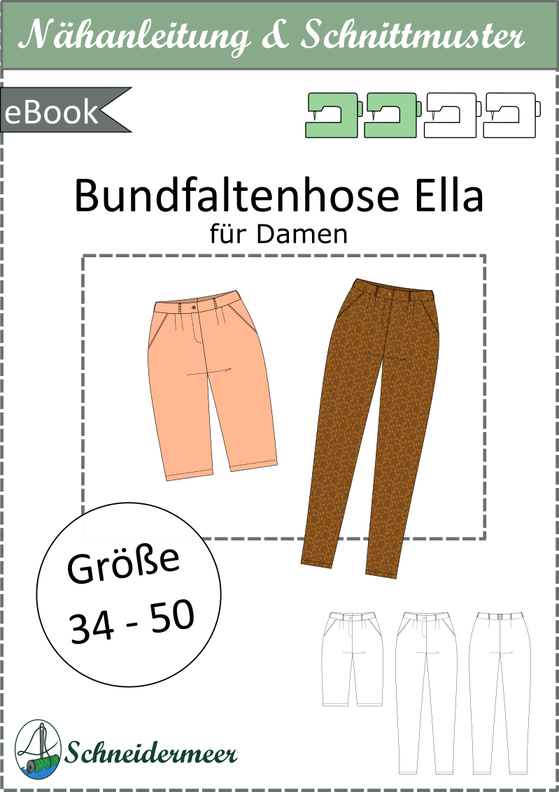 Ella – Lange oder kurze Bundfaltenhose, Gr. 34-50, A4+A0 image number 6
