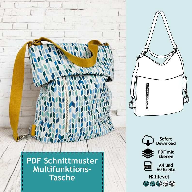 Multifunktionstasche “Anna” - Schnittmuster mit Ebenen image number 1