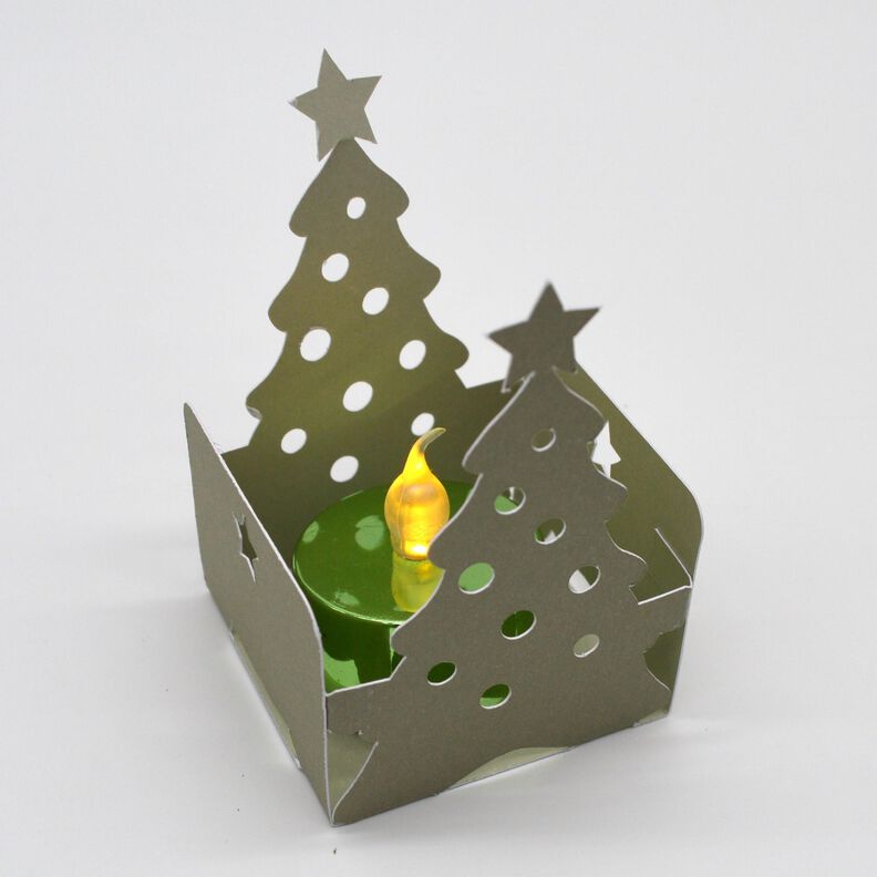 Plott Weihnachtsbaum Körbchen Teelicht Lichterhaus image number 4