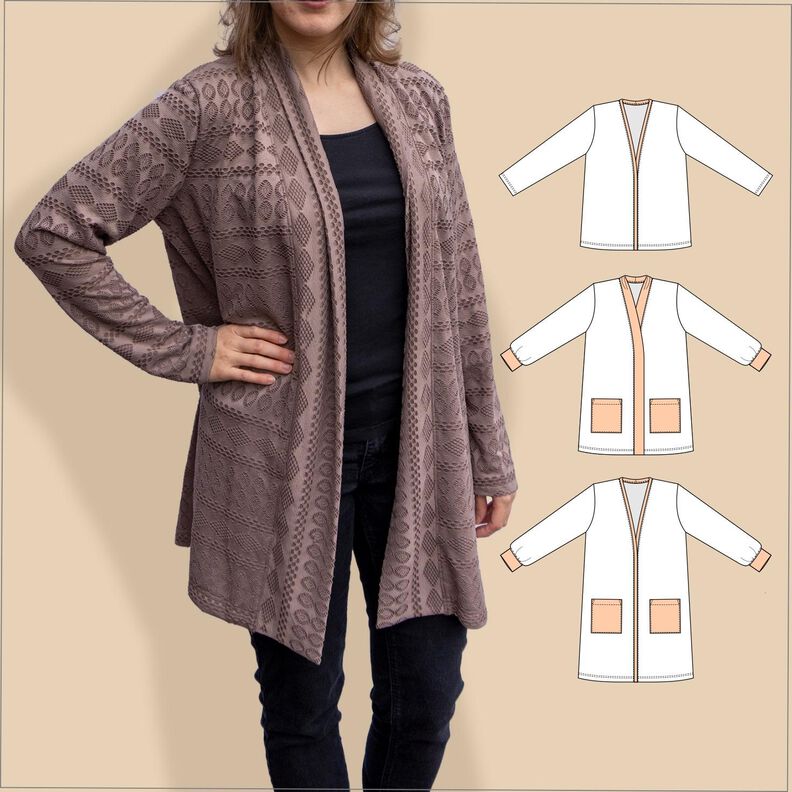 Anna – offener Cardigan in 3 Längen BU 80-116, A4+A0 image number 1