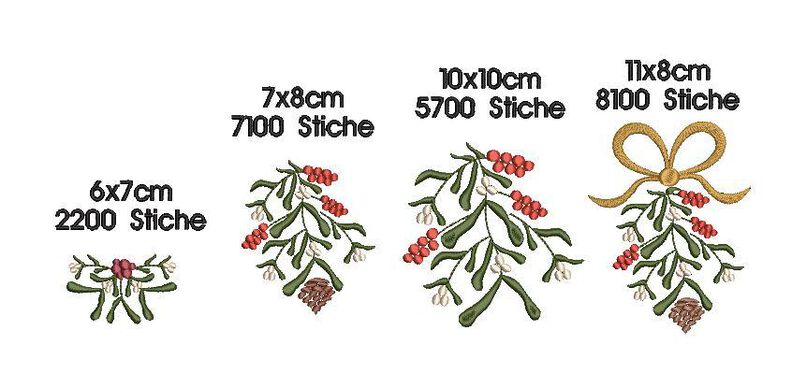 Stickdatei Mistelzweig Weihnachtszweig image number 4