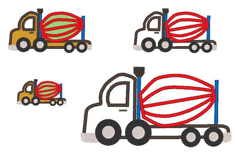 Stickdatei Baufahrzeuge Mischer Kran Auto Bagger image number 9