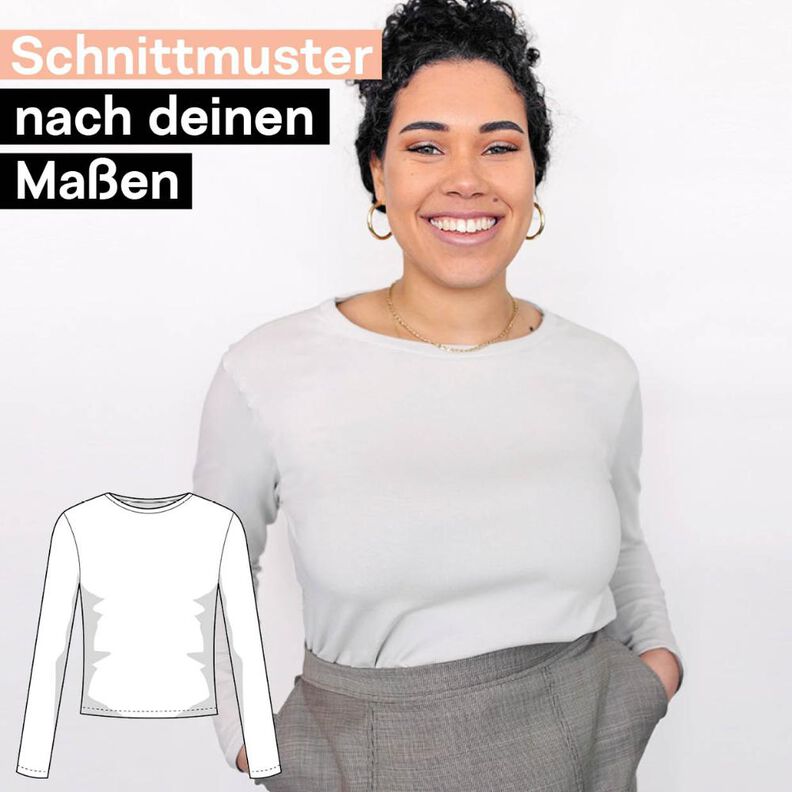 Schnittmuster nach Maß: Langarmshirt Damen Jersey Top image number 1