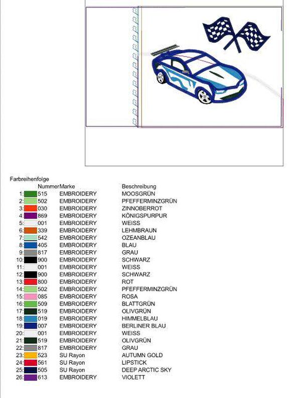 Rennauto - Kissen ITH - Stickdatei  image number 5