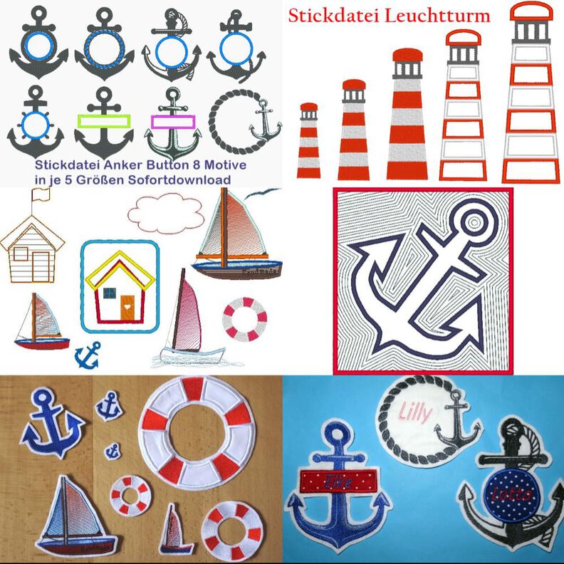 Maritim SET BUNDLE STICKDATEI Anker Leuchtturm image number 1