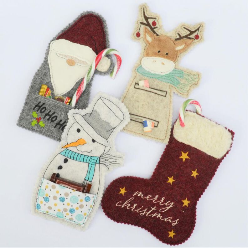 Stickdatei Weihnachten Nikolaus Schneemann Stiefel ITH image number 1