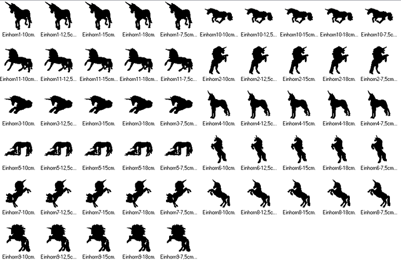Einhorn Silhouetten Stickdatei image number 3