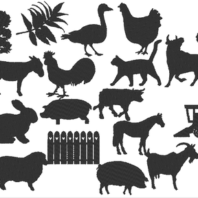 Stickdatei Bauernhof 2 Silhouetten