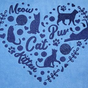 Katzen Liebe Silhouette - Stickdatei - mit Herz