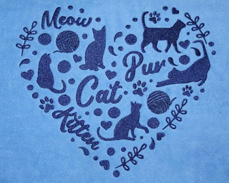 Katzen Liebe Silhouette - Stickdatei - mit Herz image number 2