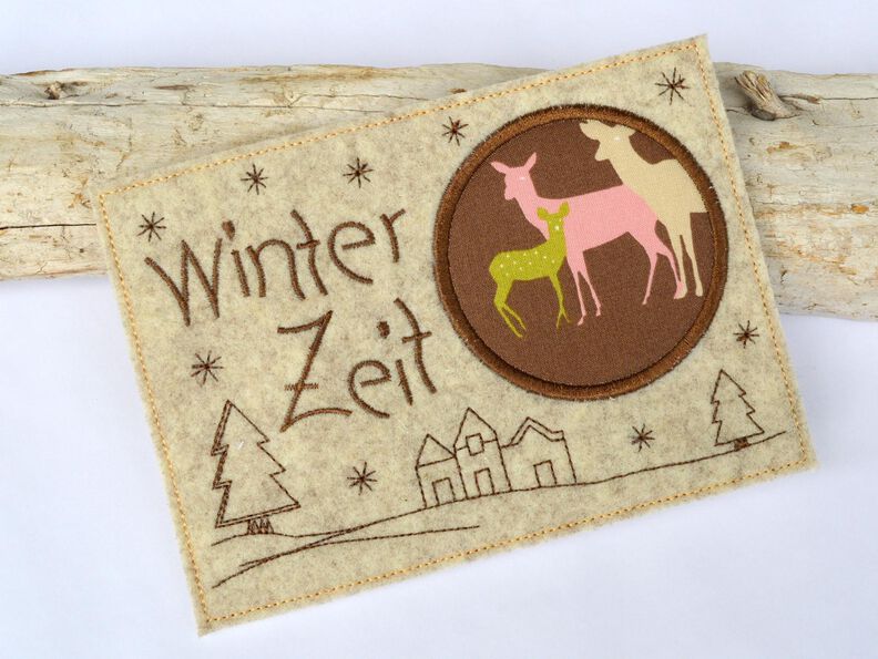 Stickdatei MugRug Untersetzer Winterzeit 13x18cm und 13x20cm image number 4