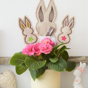  Stickdatei ITH Blumenstecker Hasen