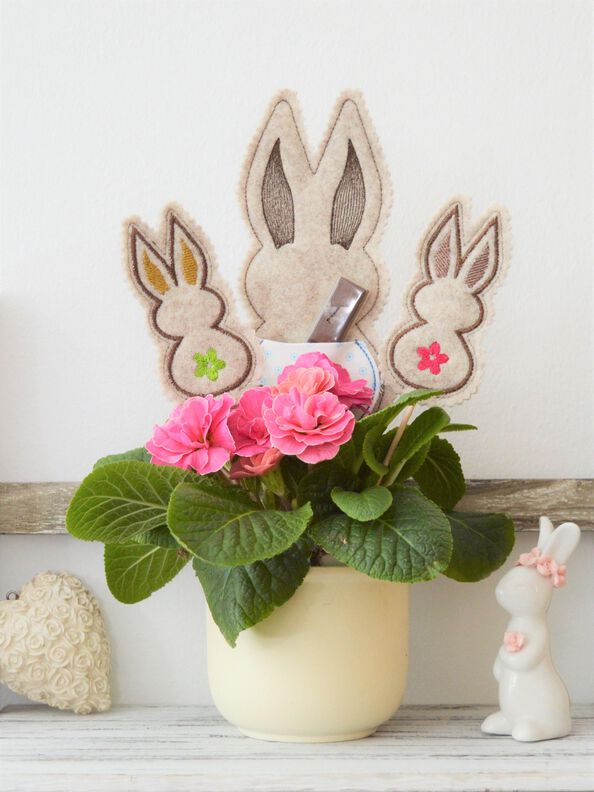  Stickdatei ITH Blumenstecker Hasen image number 2