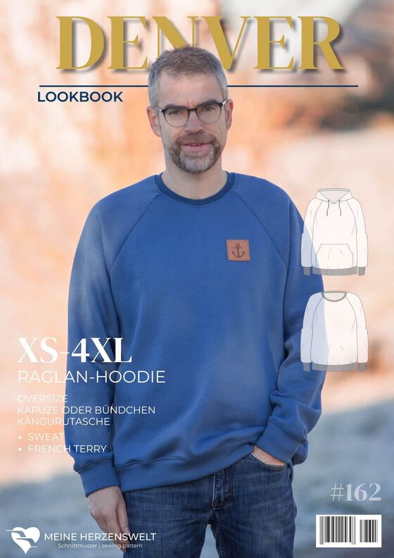 Raglanhoodie Herren –  Schnittmuster Gr. XS-4XL – Denver  image number 3