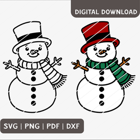 Plotterdatei Schneemann Winter - 2 Varianten SVG PNG DXF